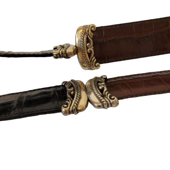 Vtg Brighton Leather Croc Silver Hardware Reversible 4 Opt. Women Belt - Picture 5 of 11